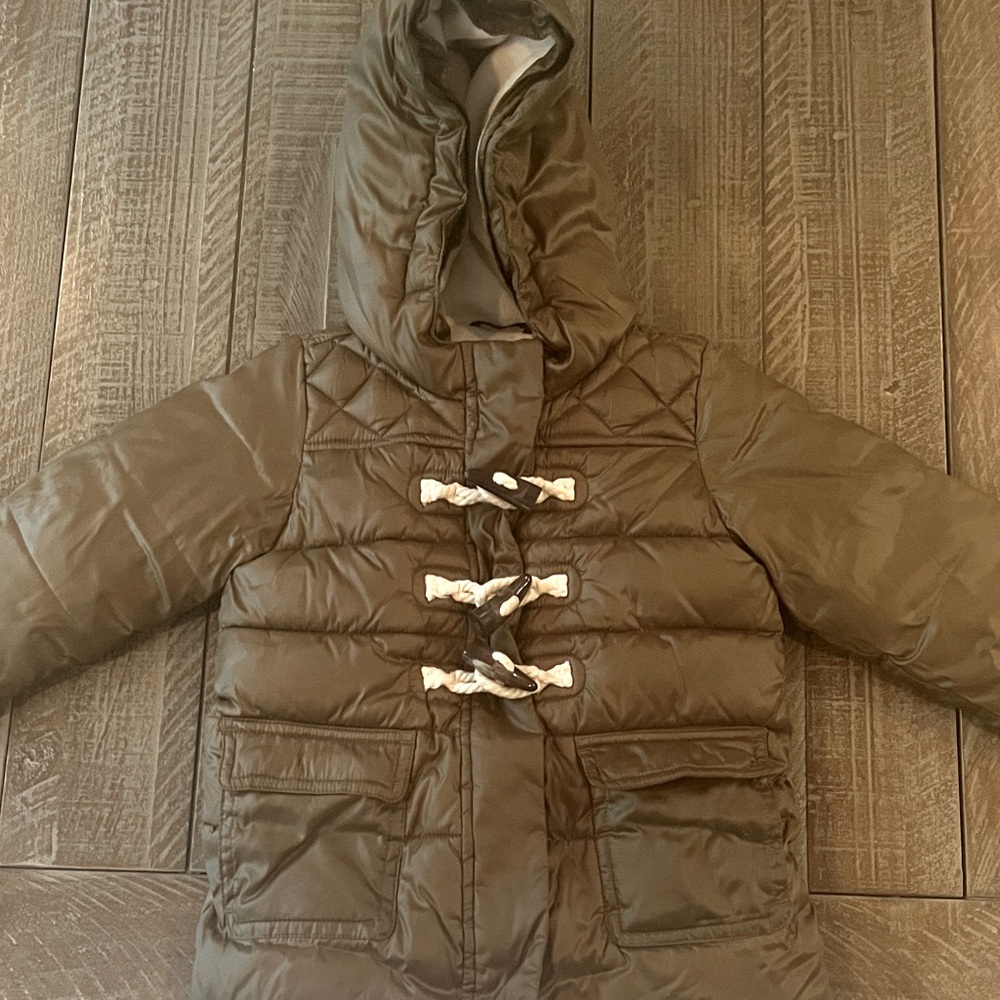 GAP Toddler Boy 2T Olive Hooded Puffer Jacket